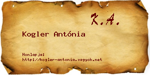 Kogler Antónia névjegykártya